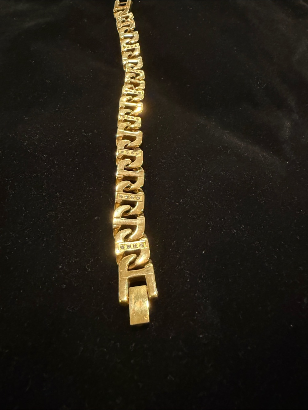 Gold Tone Stainless Steel Crystal Chunky Link Statement Bracelet